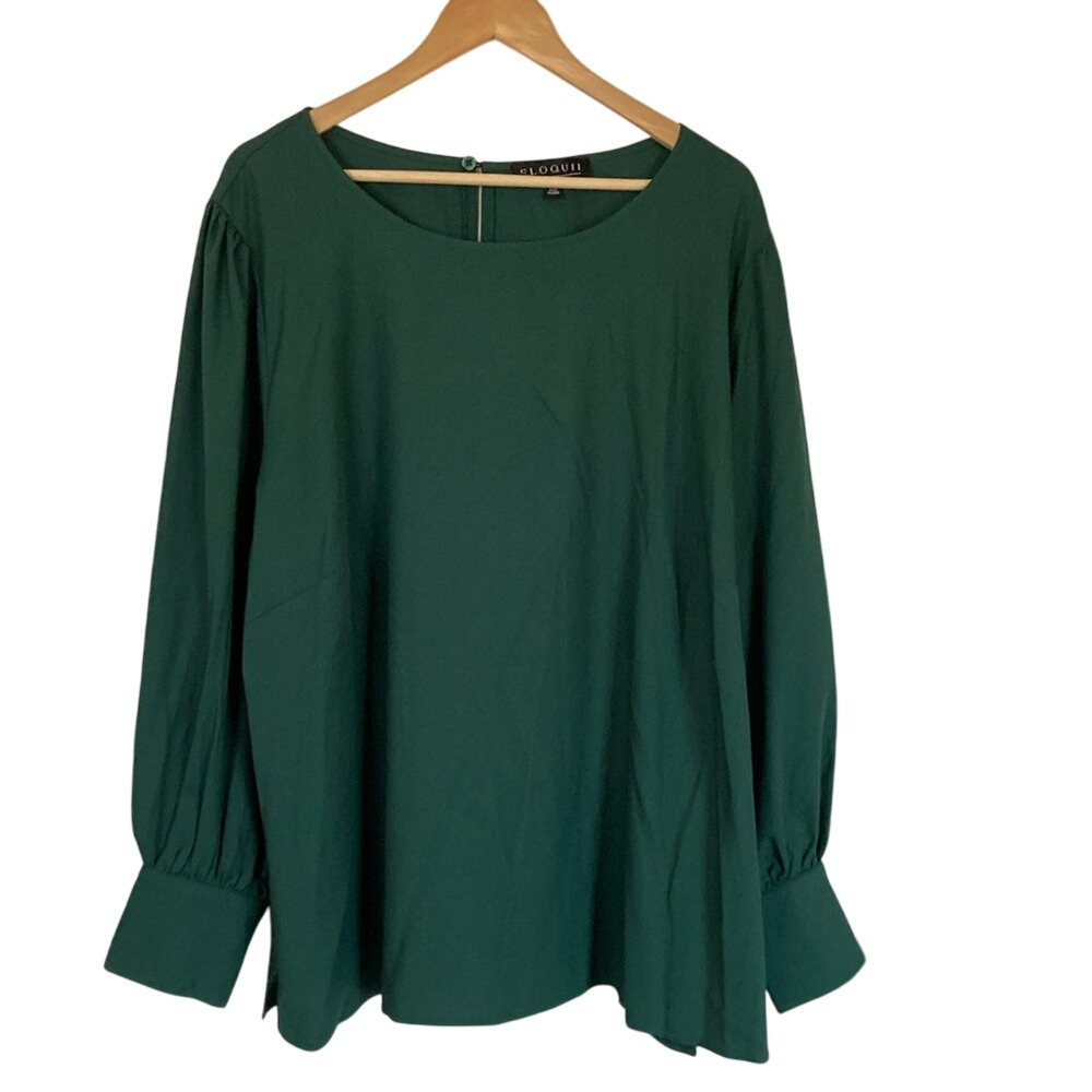 Eloquii Womens Green Long Sleeve Blouse‎ Size 26 Career Dressy Classic Feminine